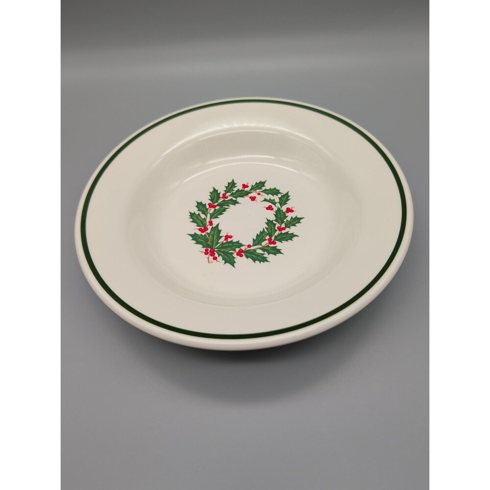 Vtg Homer Laughlin Best China Christmas Holly Wreath Rim Soup Bowl Diner Ware...
